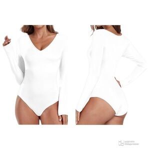 Laolasi Long Sleeve V Neck Bodysuit Womens Size 2XL